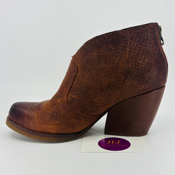 Korks Women's Gemini Rusted Brown Snake Leather Ankle Booties KR0004206 Size 7.5 - Picture 7 of 10